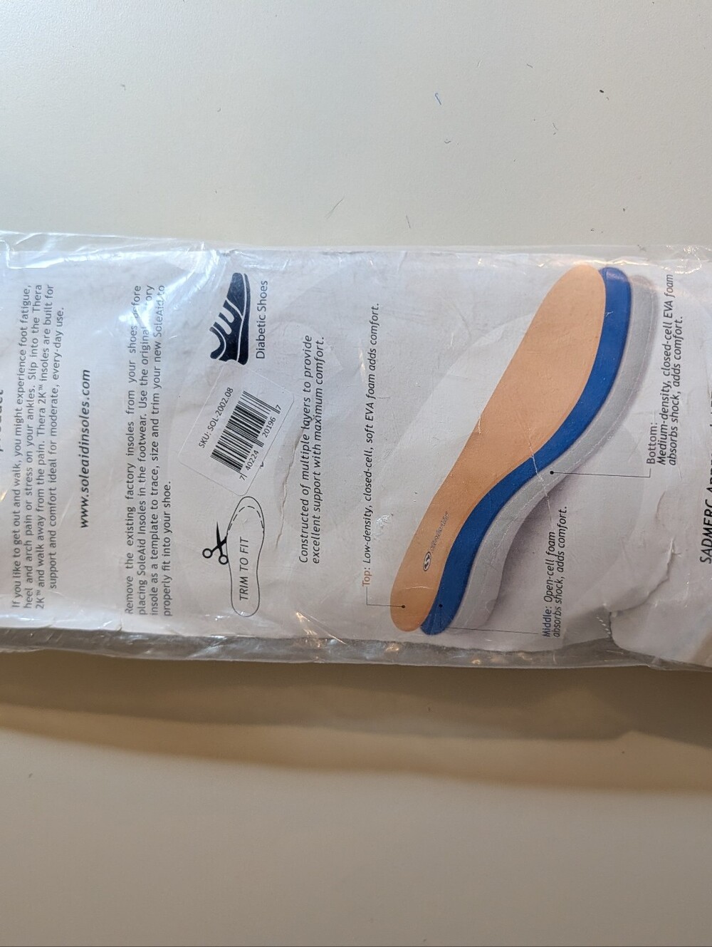 Sole Aid Thera 3 Shoe Insoles Cushioning Inserts - Blue/Tan Comfort Support NWT
